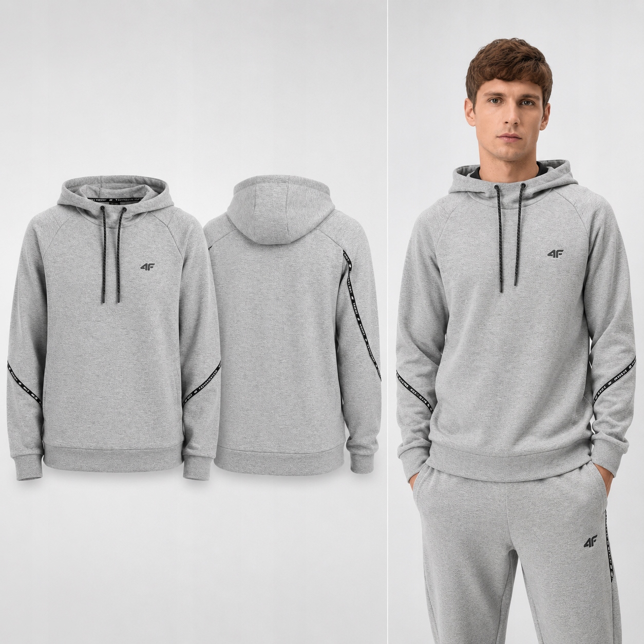 Pánská Mikina 4F Tepláková, NErozepínací S Kapucí XL M2238 SS26