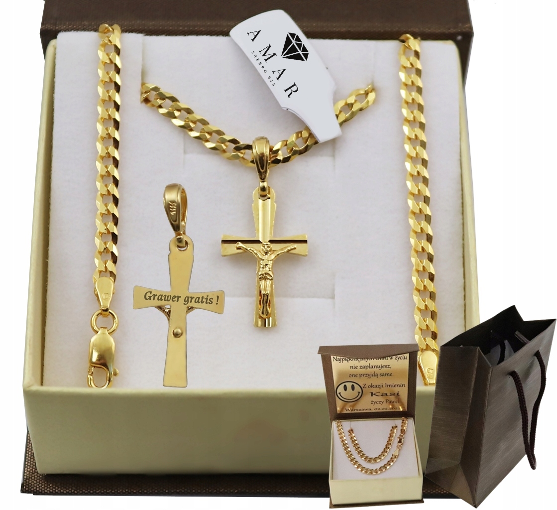Zlatý Plný Pánský Řetízek Pancr S Křížkem Ryzost 925 585 Gravírování Bonus