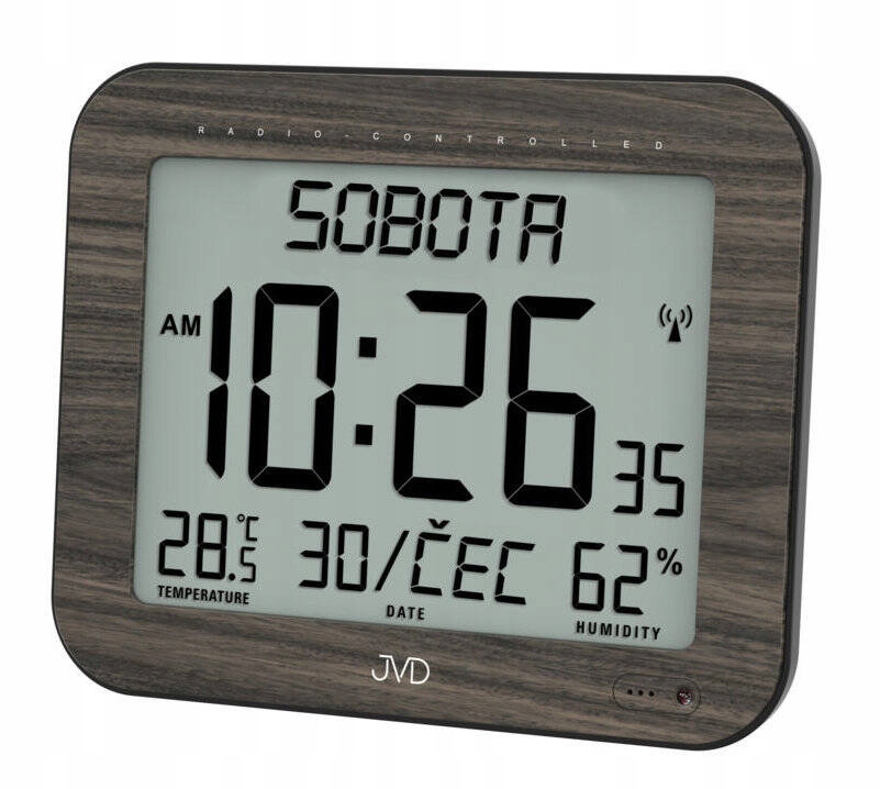 Nástenné Stolné Hodiny Jvd DH9363.2 Termometer DCF77 Dni V Týždni V Poľštine