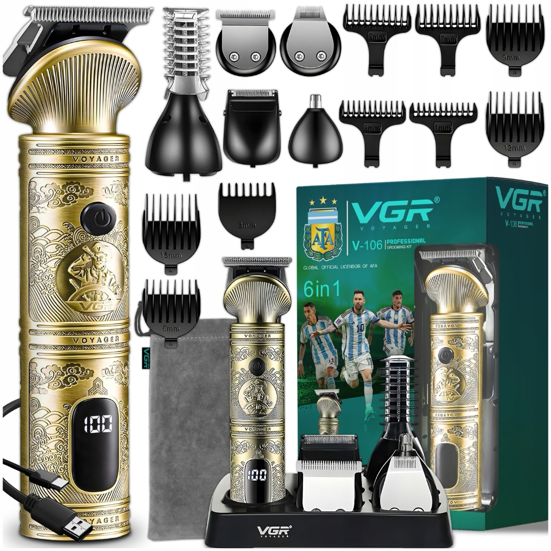Trymer Maszynka Do Strzyżenia Włosów Brody Ciała Głowy Nosa Golarka 6w1 Moc