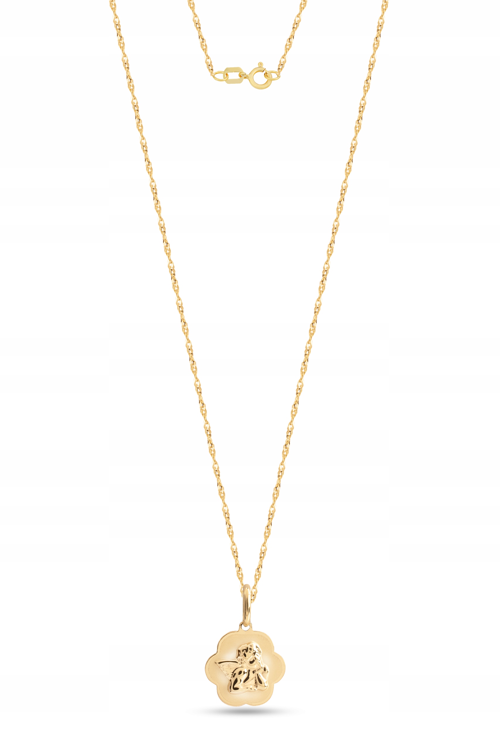 ZŁOTY MEDALIK ŁAŃCUSZEK CHRZEST KOMUNIA ŚWIĘTA 585 Długość całkowita 45 cm