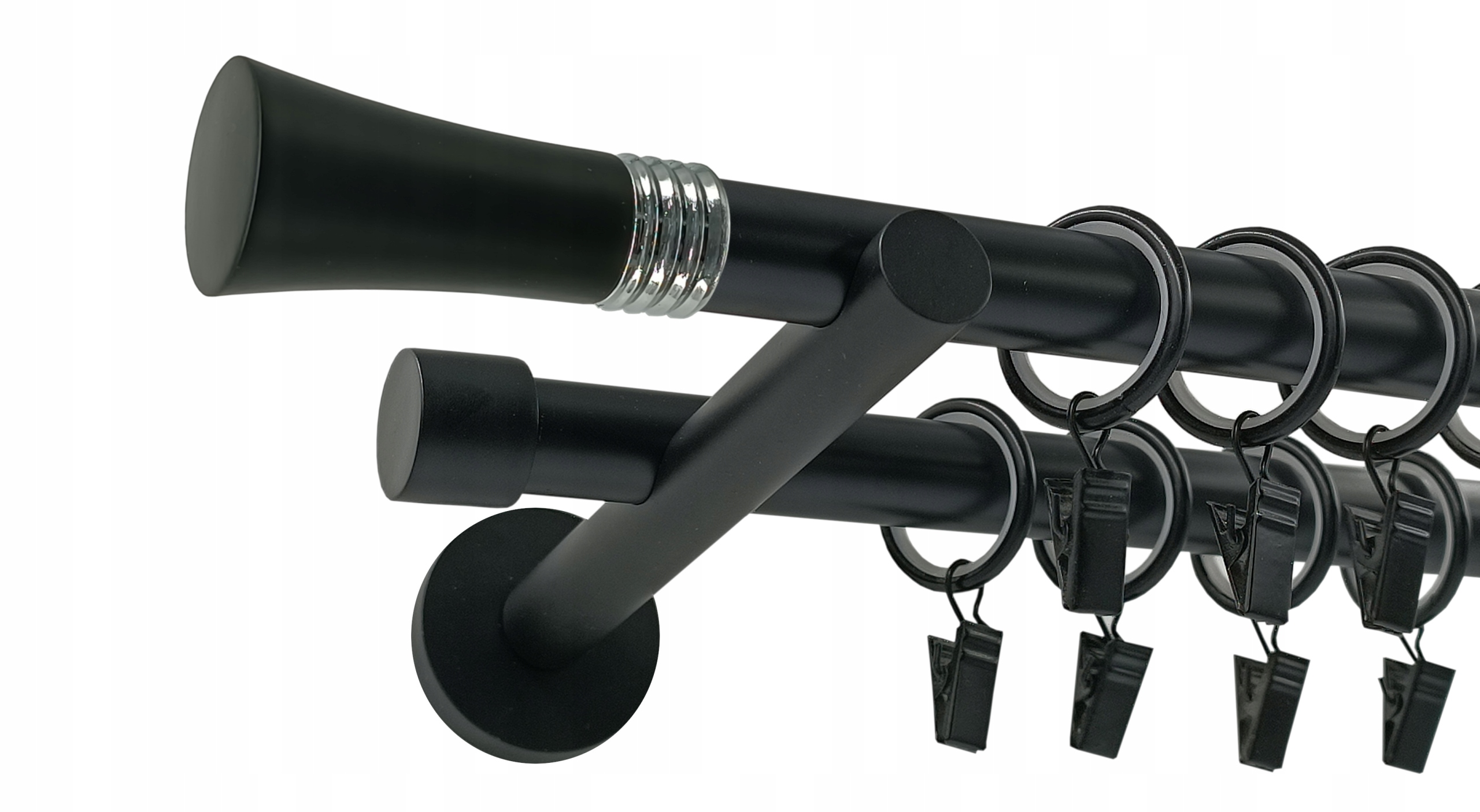 Garnýž Dvojitá Kov 19+19 mm Černý 160 cm Riva