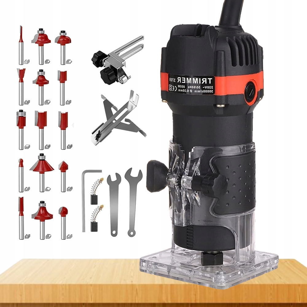 Profesionální Frézka Na Hrany Dřeva 800W 30000 Ot/min, Kvasy A Prohlubně