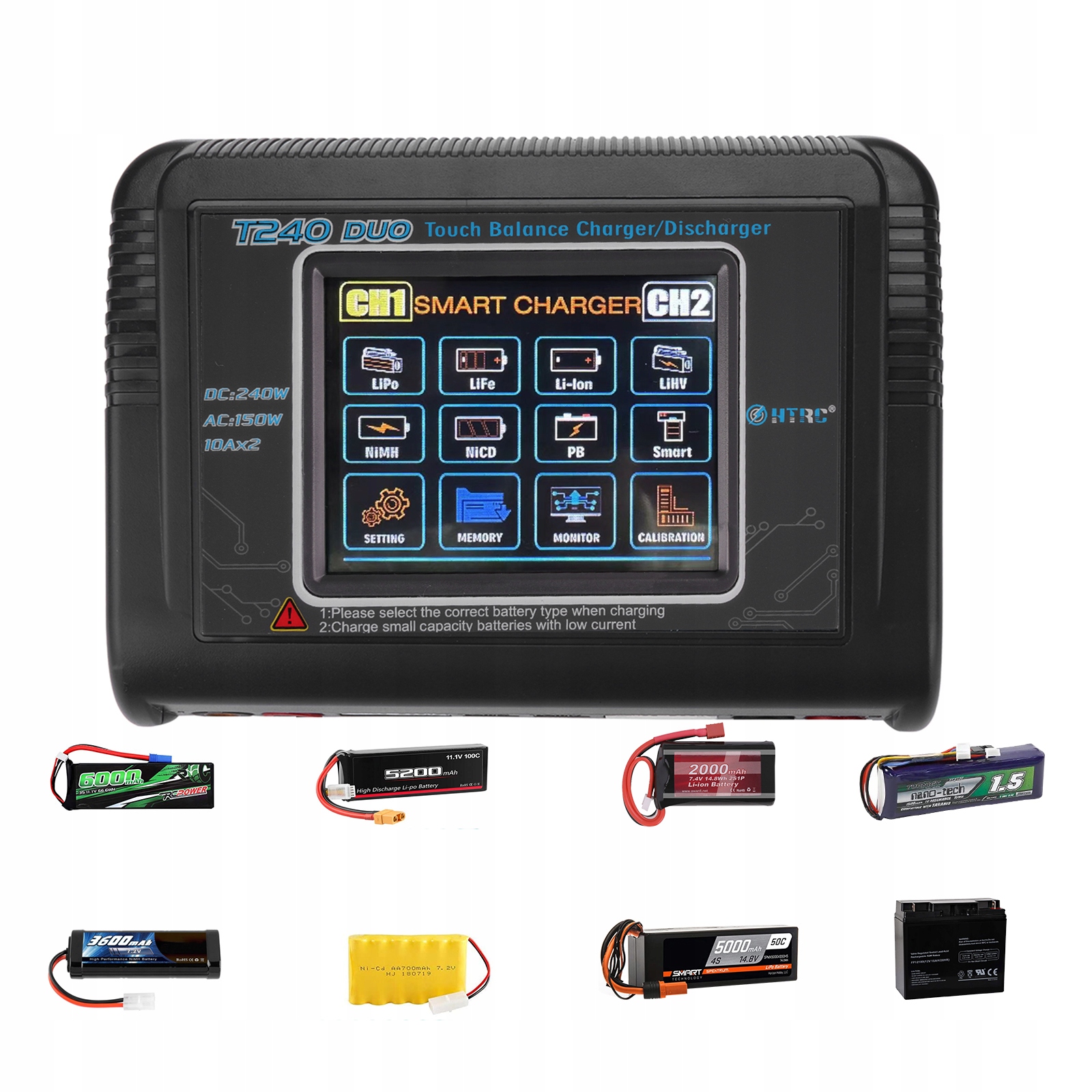 NiMH Nabíječka Htrc AC150W DC 240W 10A pro LiPO Lilon Life LiHV NiCD Pb