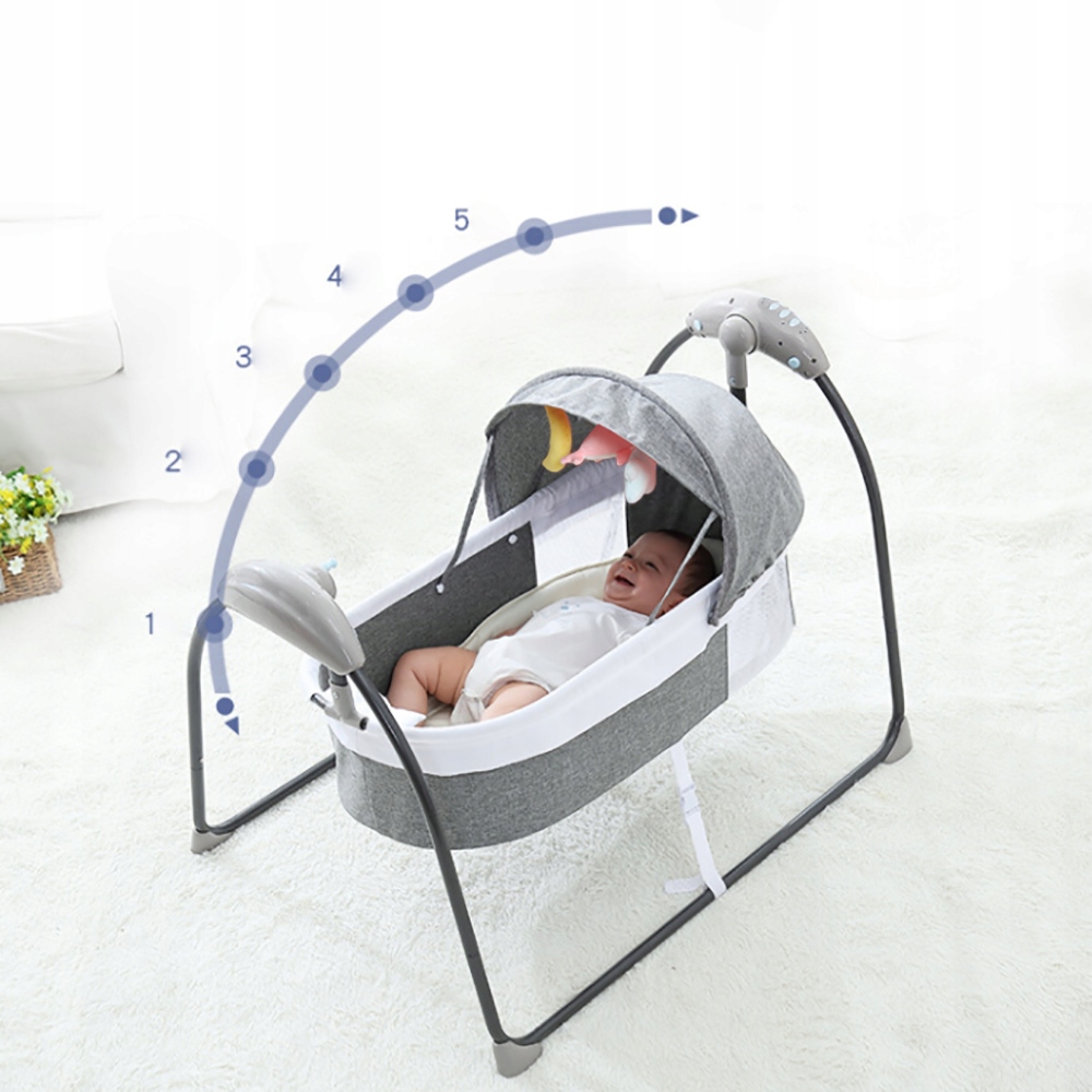 ŁÓŻECZKO KOŁYSKA KOLOR SZARY + MOSKITIERA Długość 50 cm