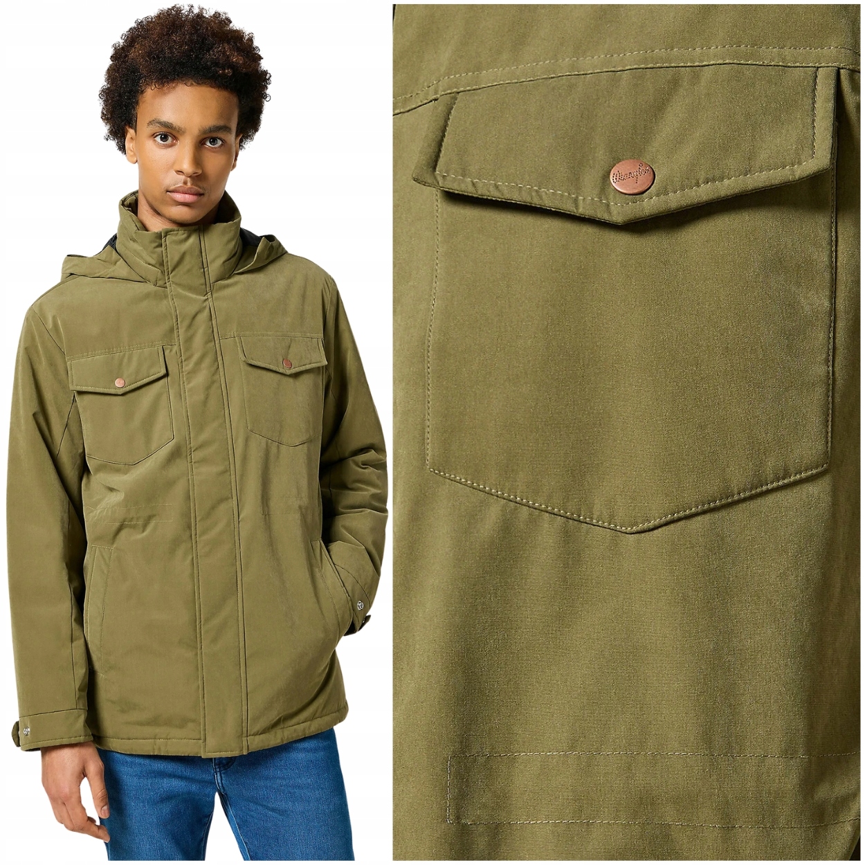 Wrangler Winter Jacket Ivy Green zimní zateplená bunda s kapuce XXL