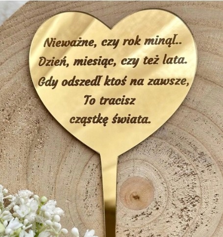Na Cmentarz do kompozycji Grawer w sercu Złote Plexi lustro 10cm