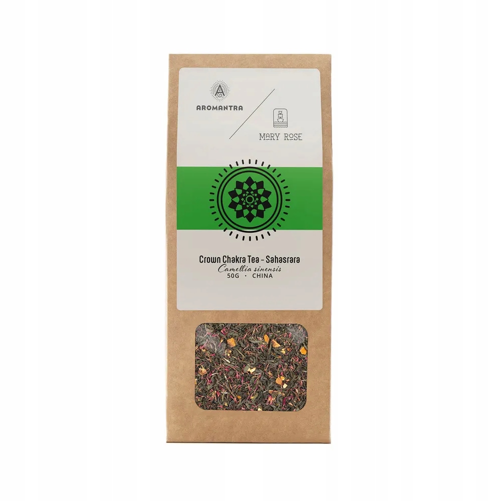 Aromantra x Mary Rose – Čaj na korunní čakru Sahasrara (zelený) 50 g