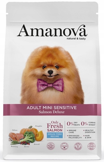 Levně Hypoalergenní krmivo pro malého psa Amanova Digestive Divine 71% Losos 2 kg