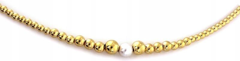 Zlatý dámský náhrdelník 585 Kuličky s perlou dárek módní vzor 14k dámský