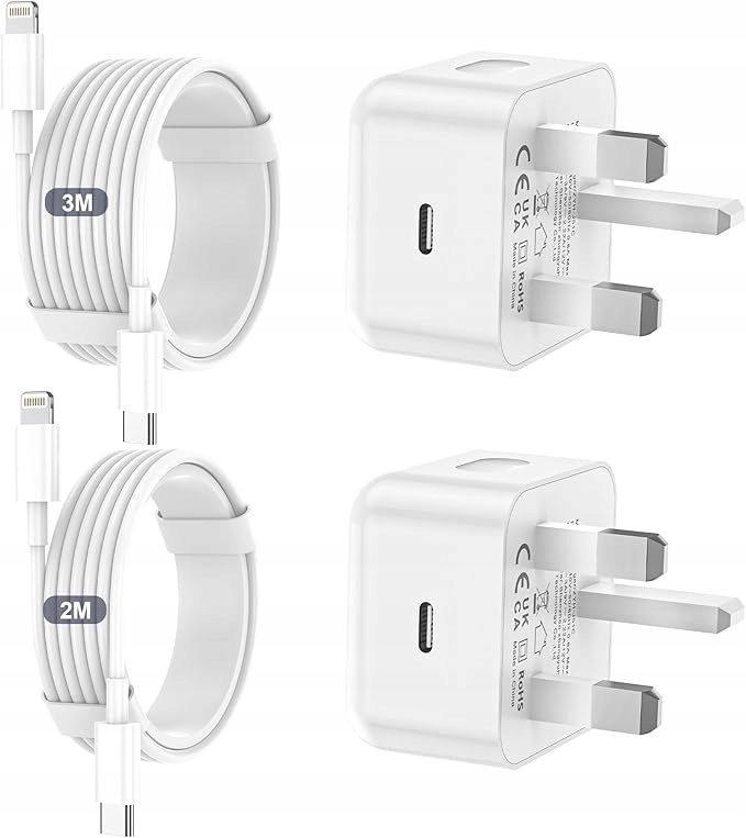 Ładowarka iPhone'a 2Pack Szybka ładowarka z Usb C do Lightning