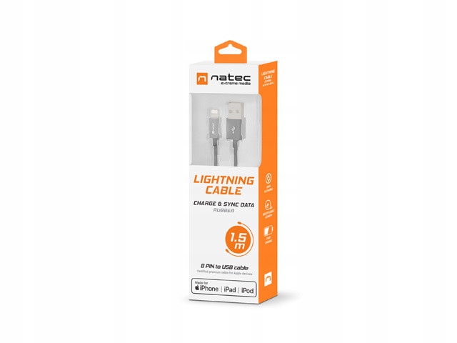 

Kabel Lightning(m)- Usb-a(m) 1.5M Czarny Mfi Natec
