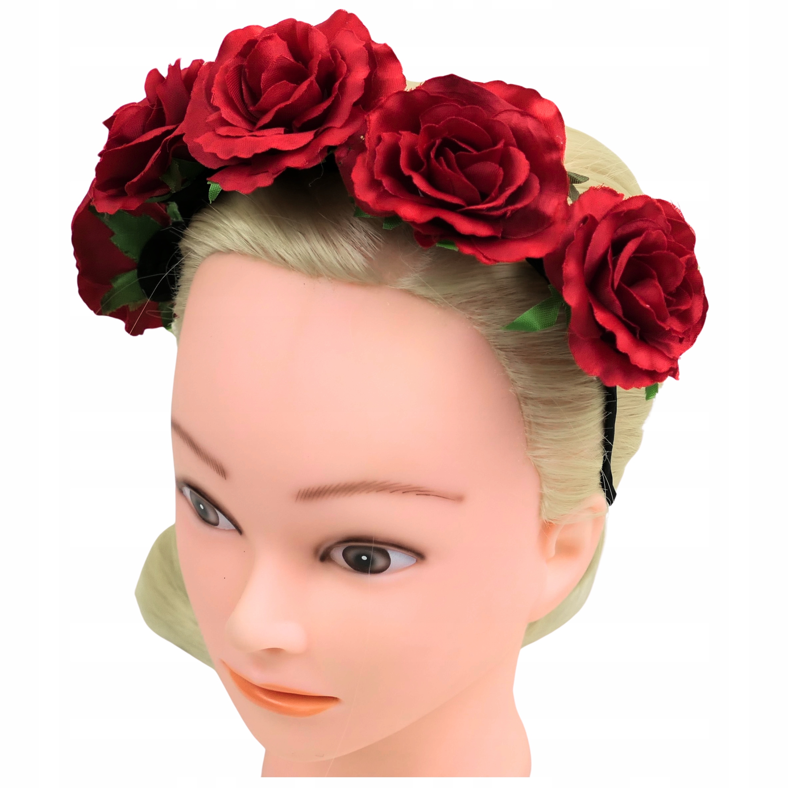 # OPASKA WIANEK na głowę do włosów wiosna kwiaty czerwona