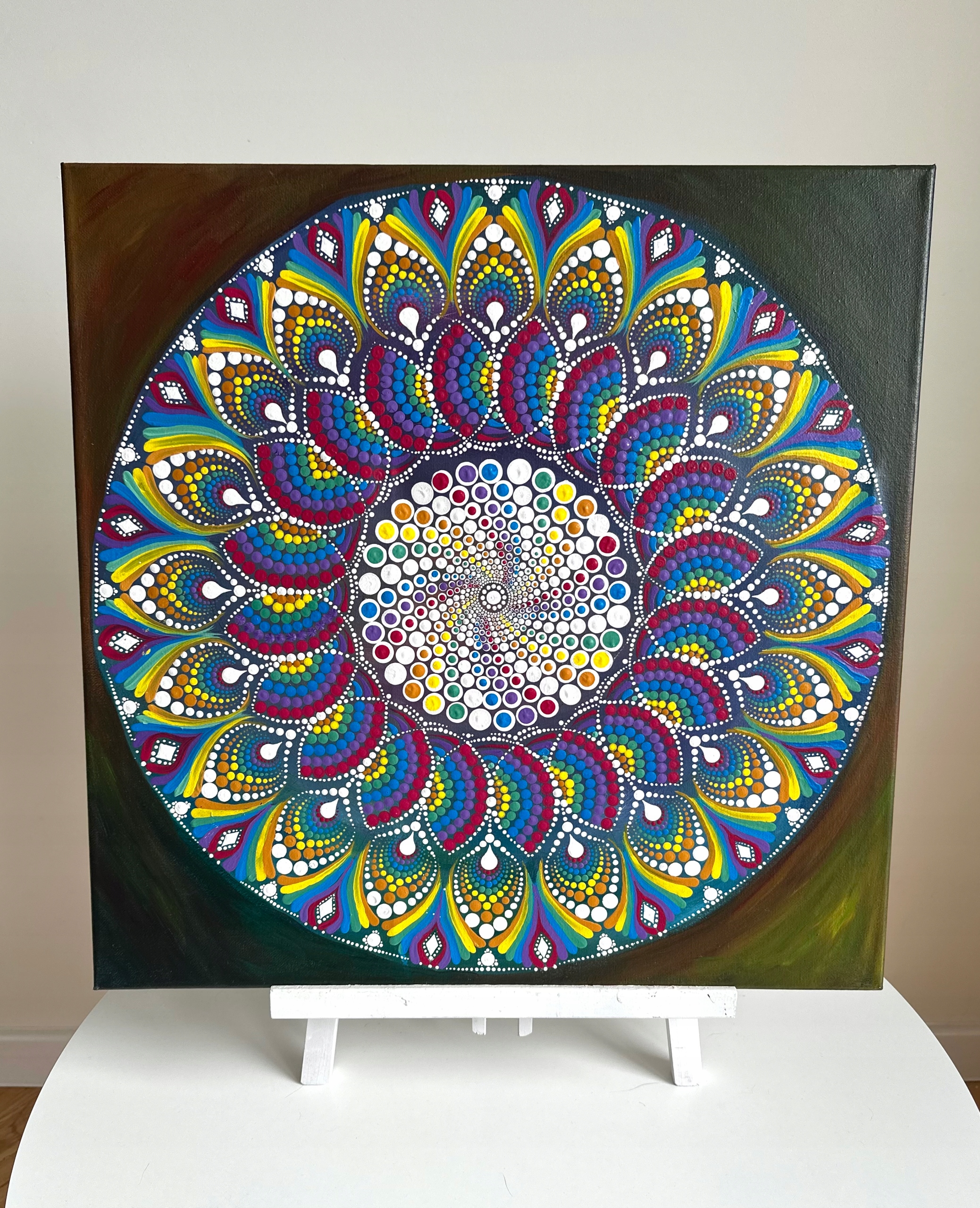 Obraz Mandala „Blízkost“, Ručně malovaný obraz, 50 x 50 cm