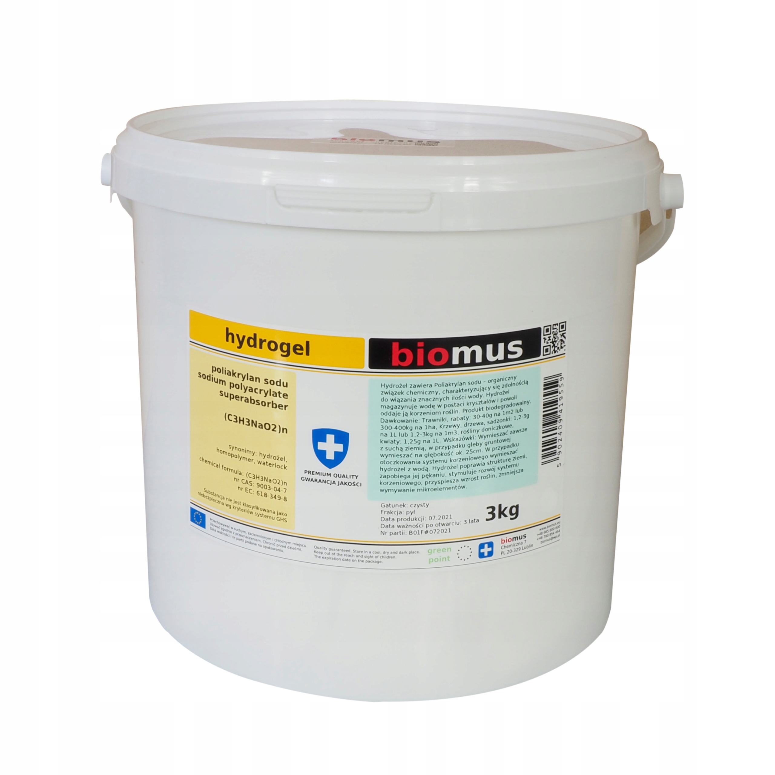 POLIAKRYLAN SODU hydrogel hydrożel 3kg BIOMUS