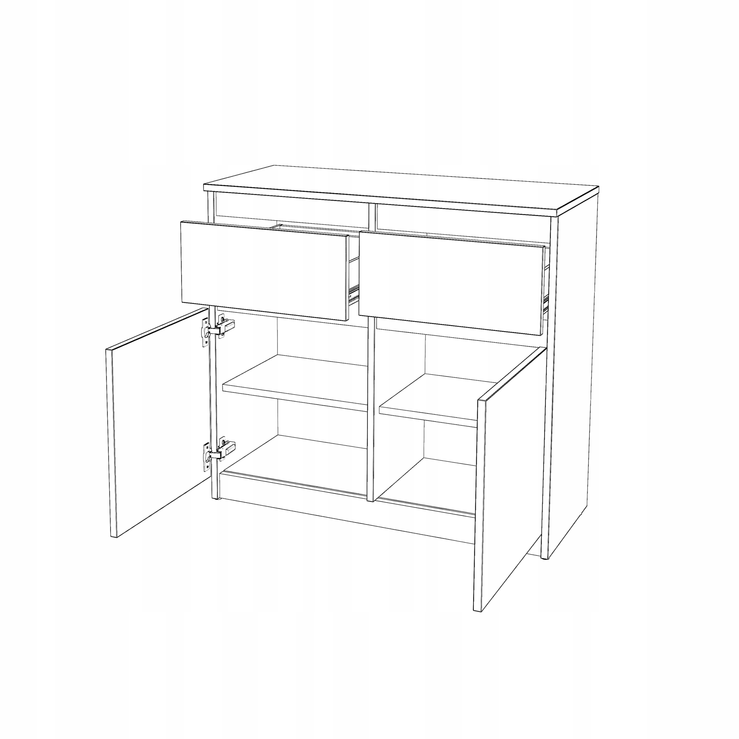 Komoda OLA szafka 80, 2 szuflady nowoczesna pojemna rtv DĄB SONOMA system Wysokość mebla 75 cm