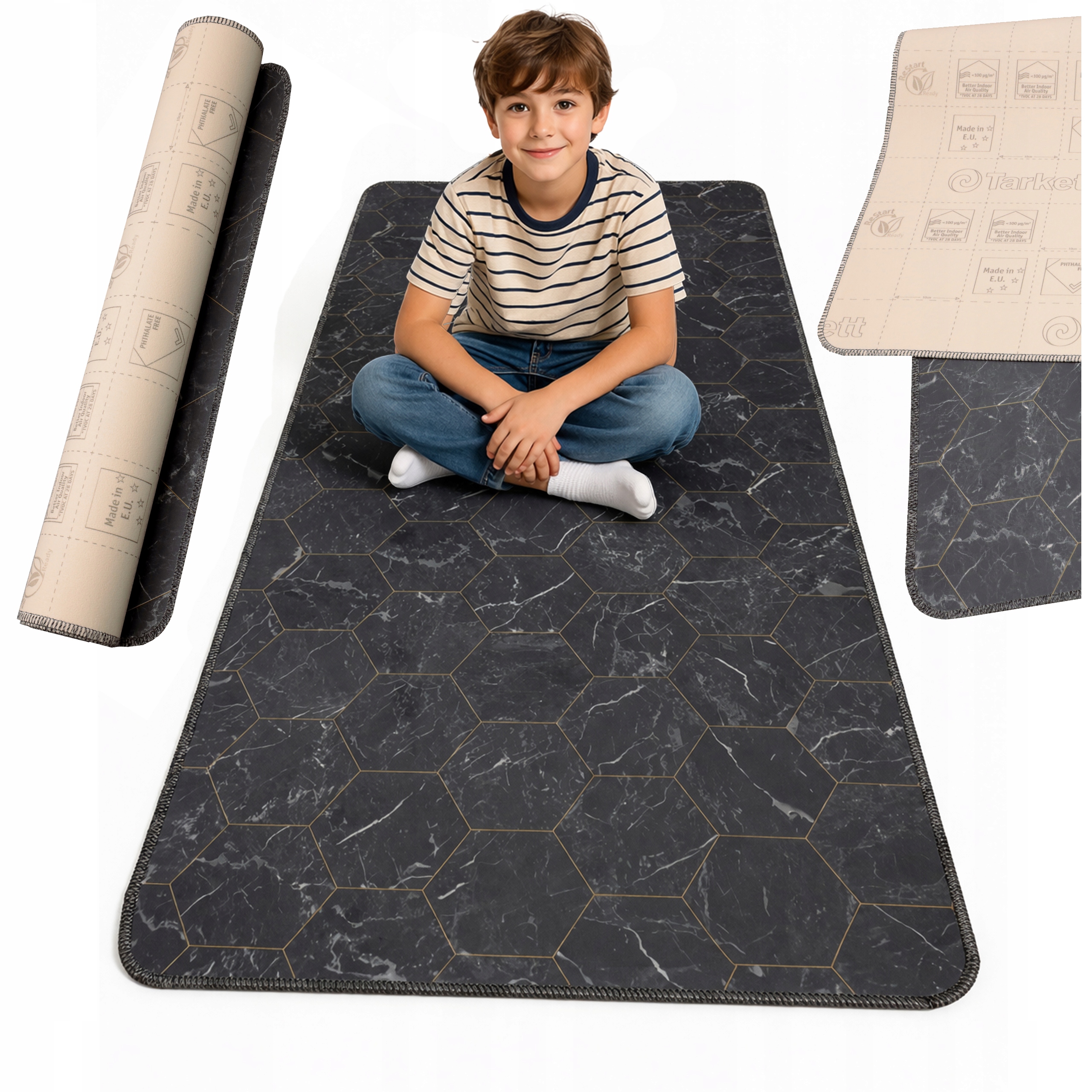 Koberec Běhoun 80x130 Pvc podložka voděodolná, vzor linolea obšitý