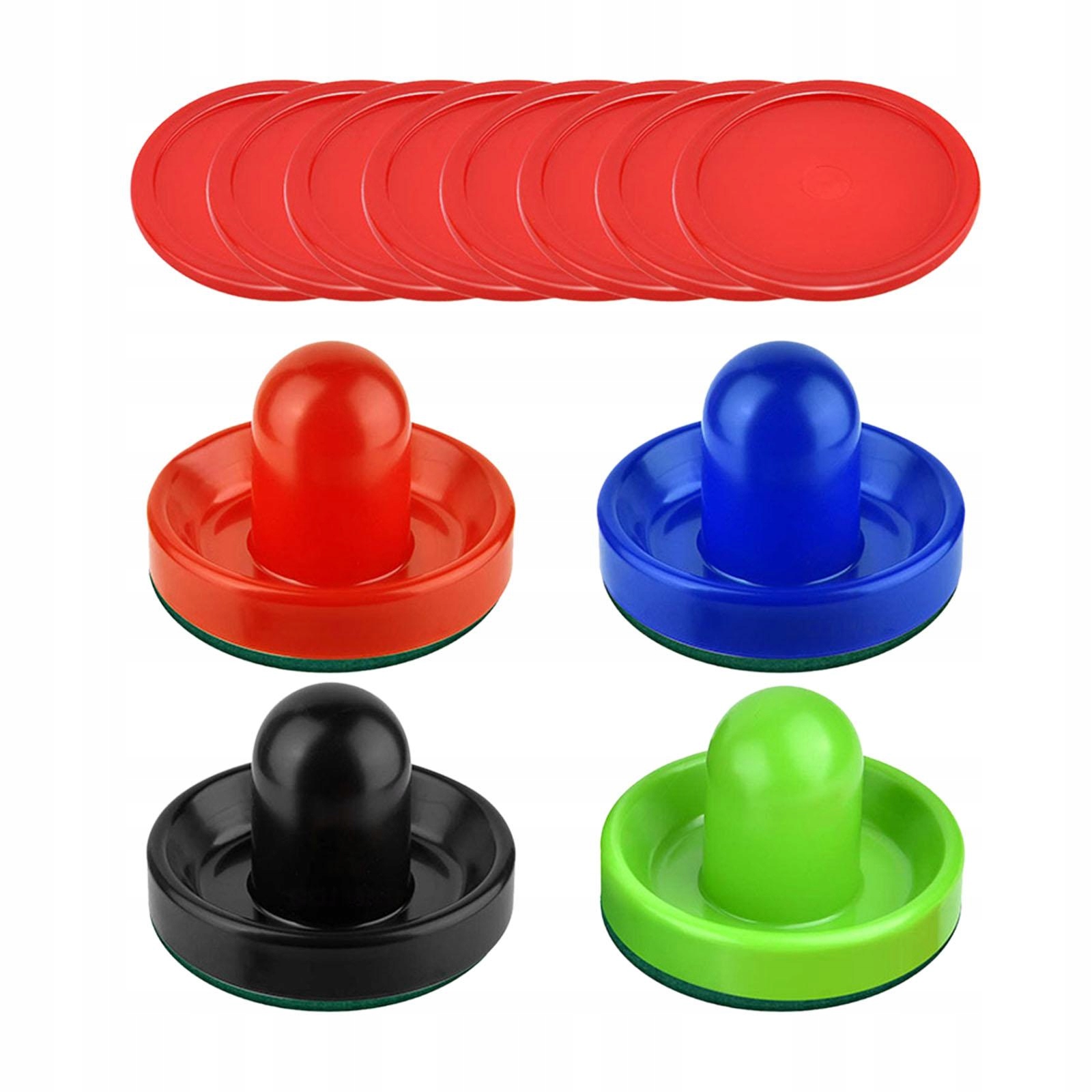 4 Air Hockey Pushers and 8 Pucks Slider Pusher for Table Game 4 Colors