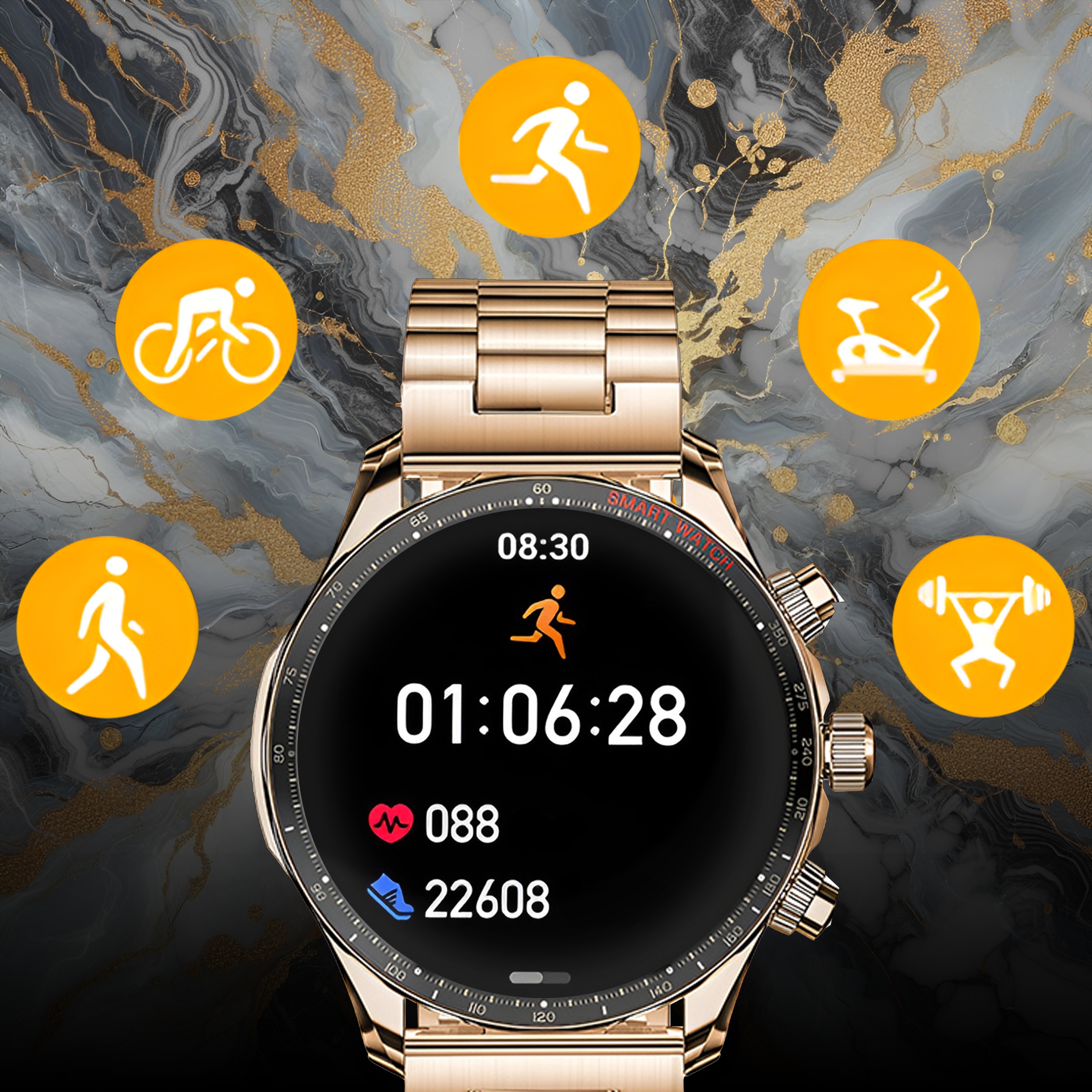 SMARTWATCH ZEGAREK MENU MĘSKI GOLD ROZMOWY POLSKIE SPORT AMOLED SMART WATCH Kompatybilność systemowa Android iOS Windows Phone