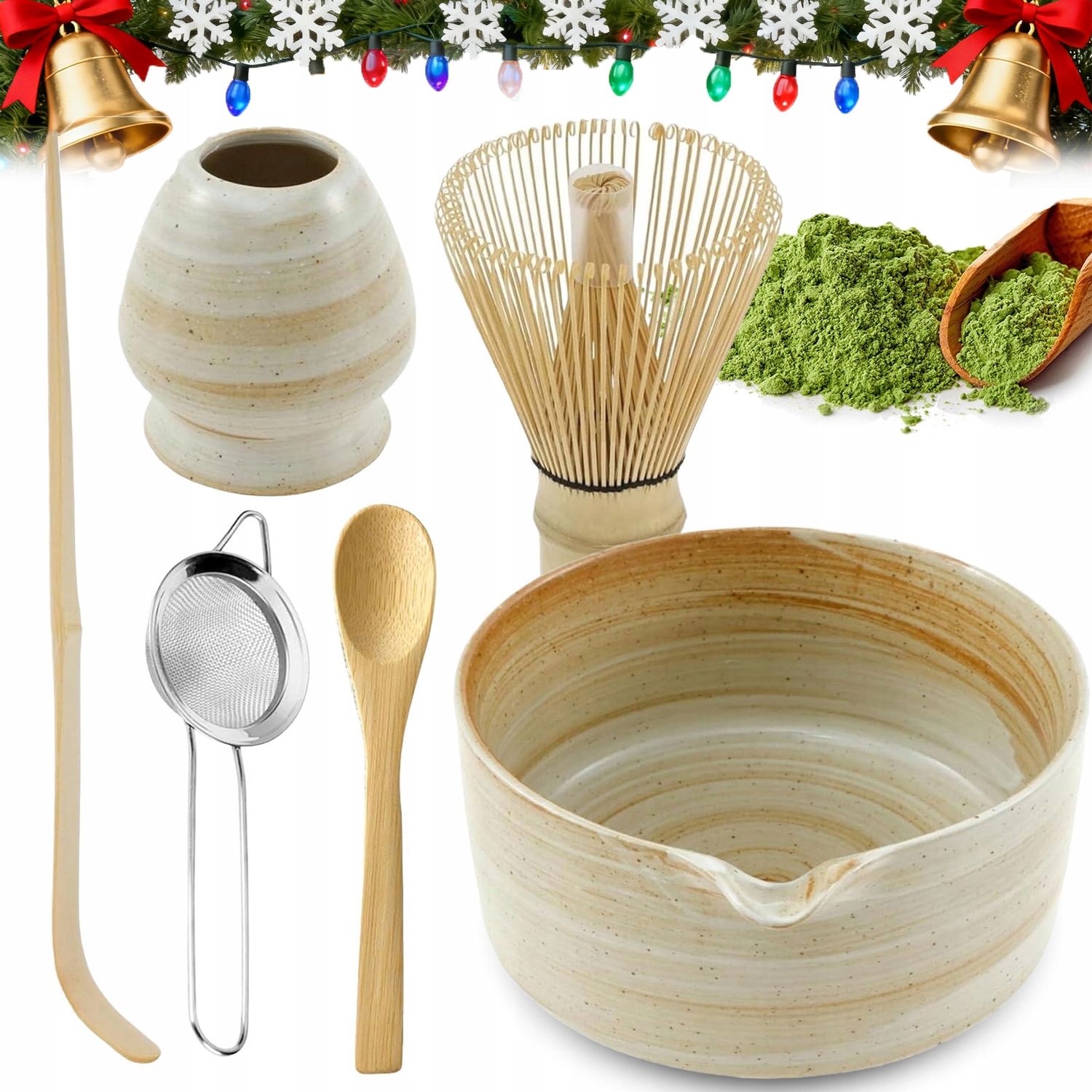 Levně Bambusový Dárková Sada Na Čaj Matcha 6 Ks. Ideální Dárek