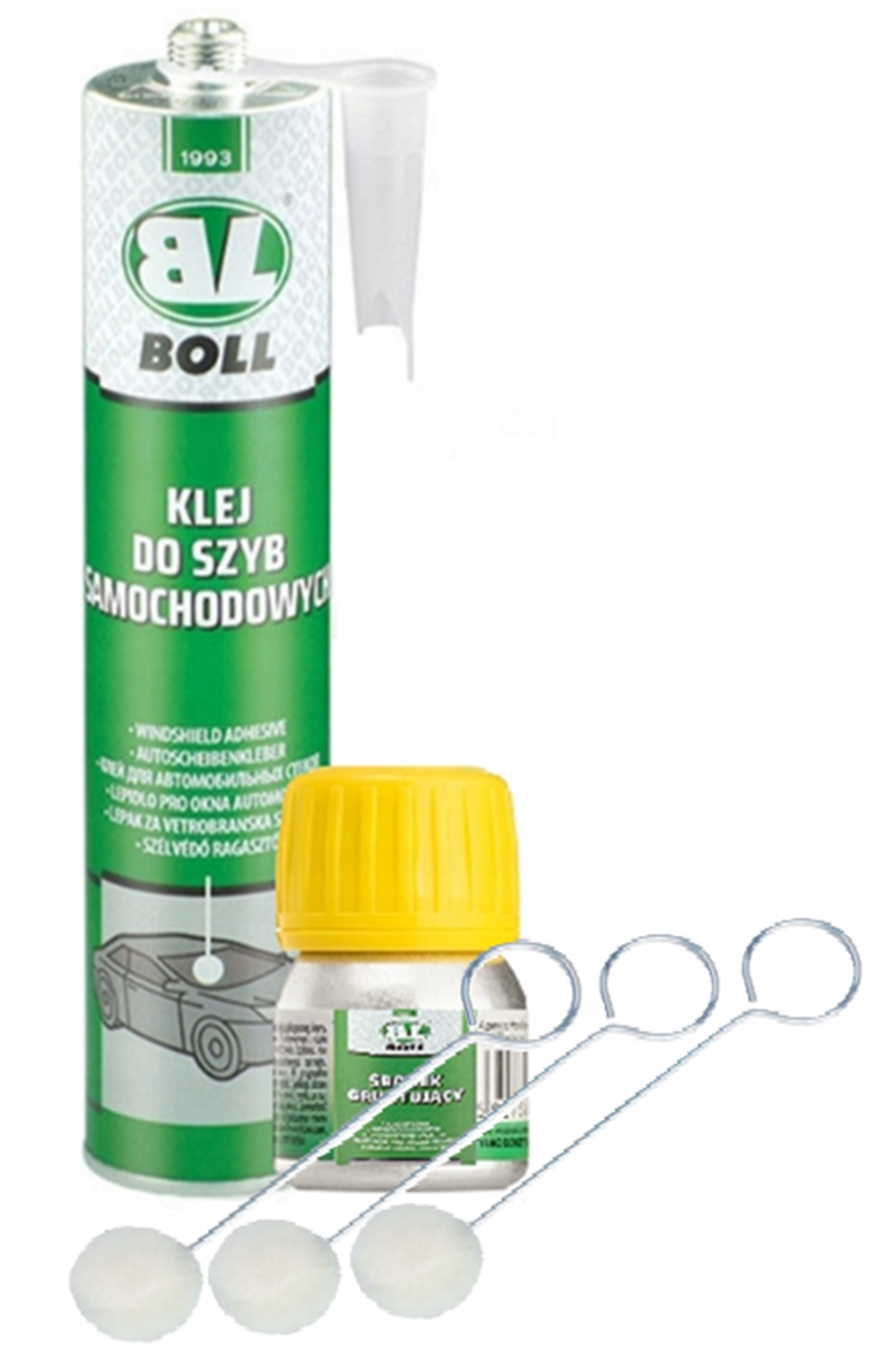 Klej do montażu szyb 310 ML zwykły Środek gruntujący 15ml +aplikator Boll