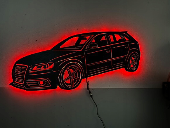 Деревянная картина AUDI A3 LED Wall Decoration 3D картина