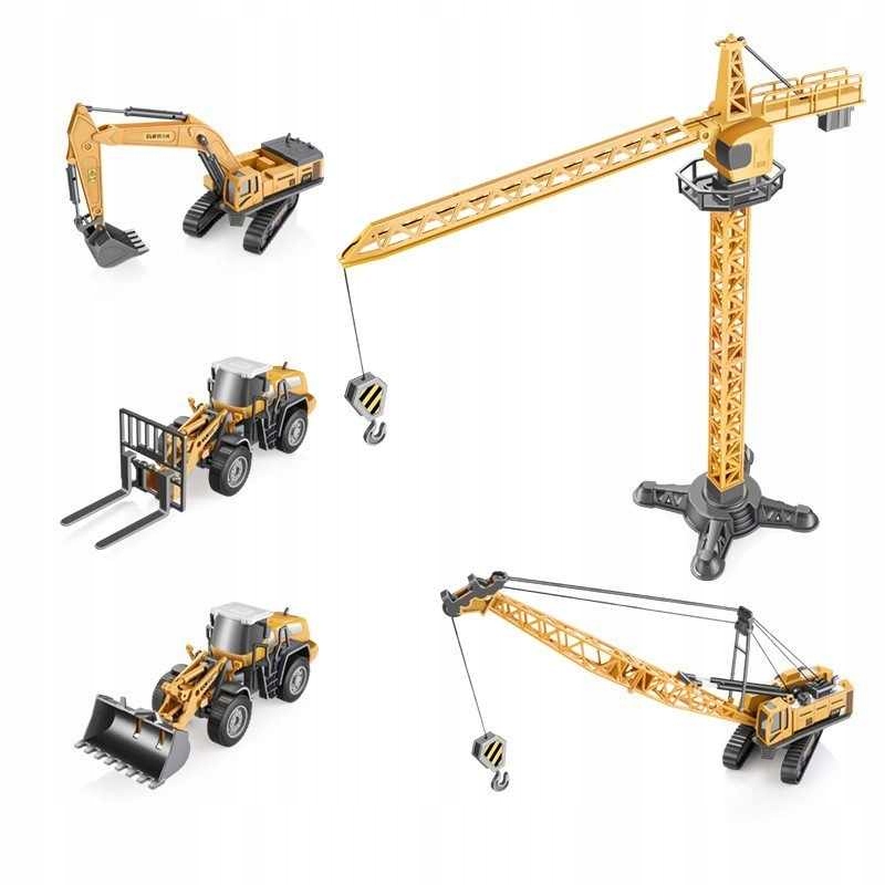 POJAZDY BUDOWLANE KOPARKA DŹWIG CIĘŻARÓWKI FIGURKI zestaw XL w walizce TIR Model POJAZDY KONSTRUKCYJNE METAL