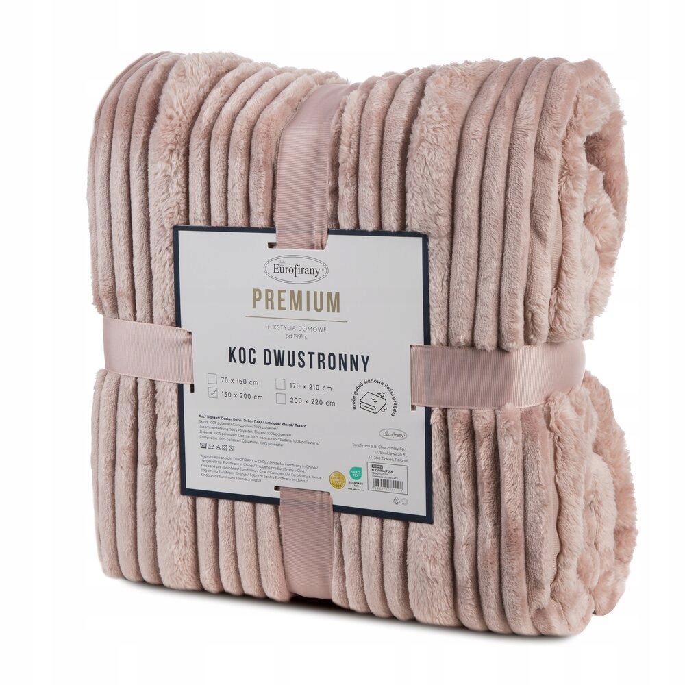 Deka přehoz Nina 220x200 Eurofirany pudrová, mimořádně měkká s pruhy