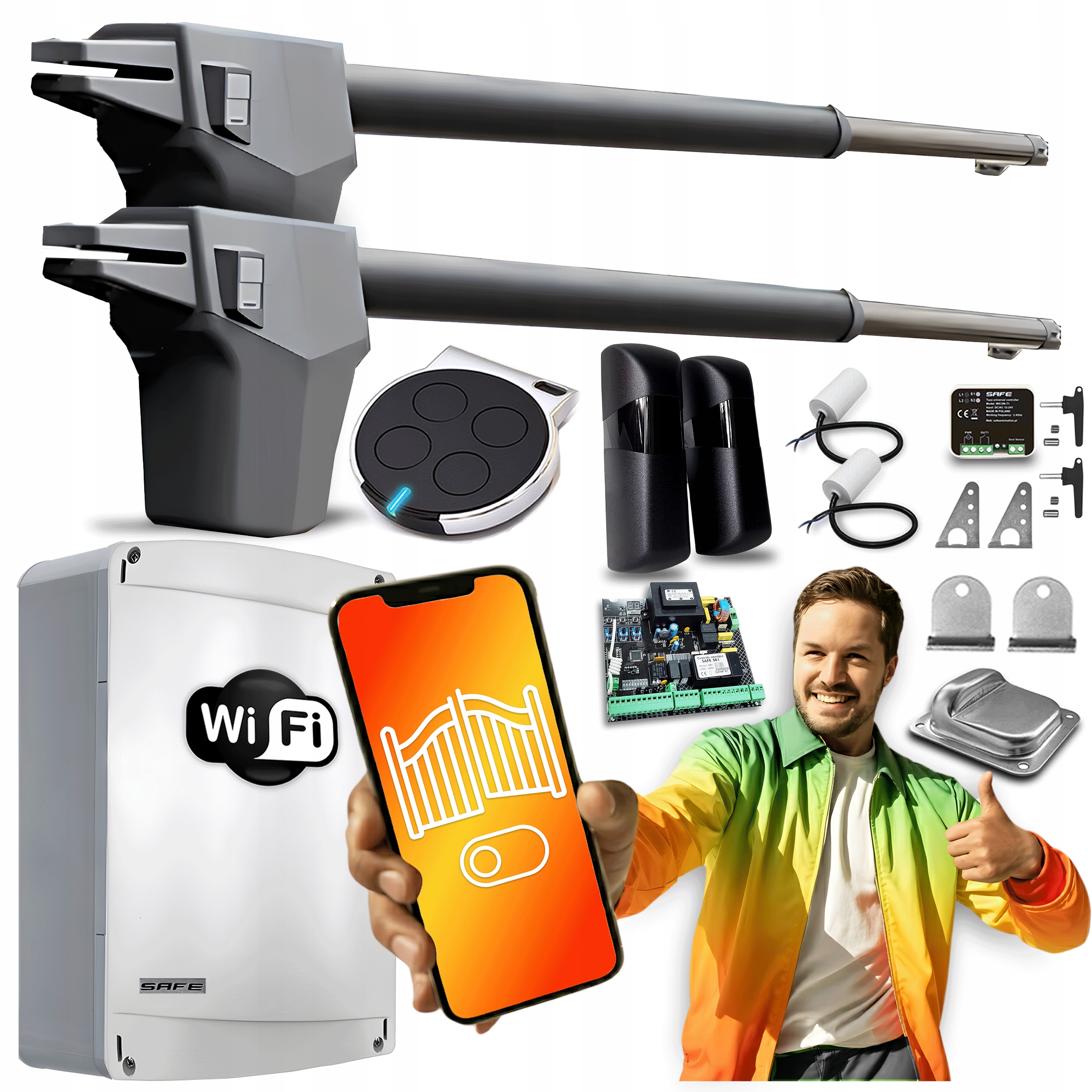 Sada Pohonov pre Dvojkrídlovú bránu 7 m Wifi Tuya Automat 1 diaľkový ovládač