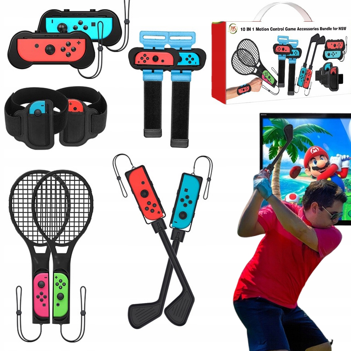 Zestaw Akcesoria Uchwyty Mocowania 10w1 do Joy-Con Nintendo Switch Oled