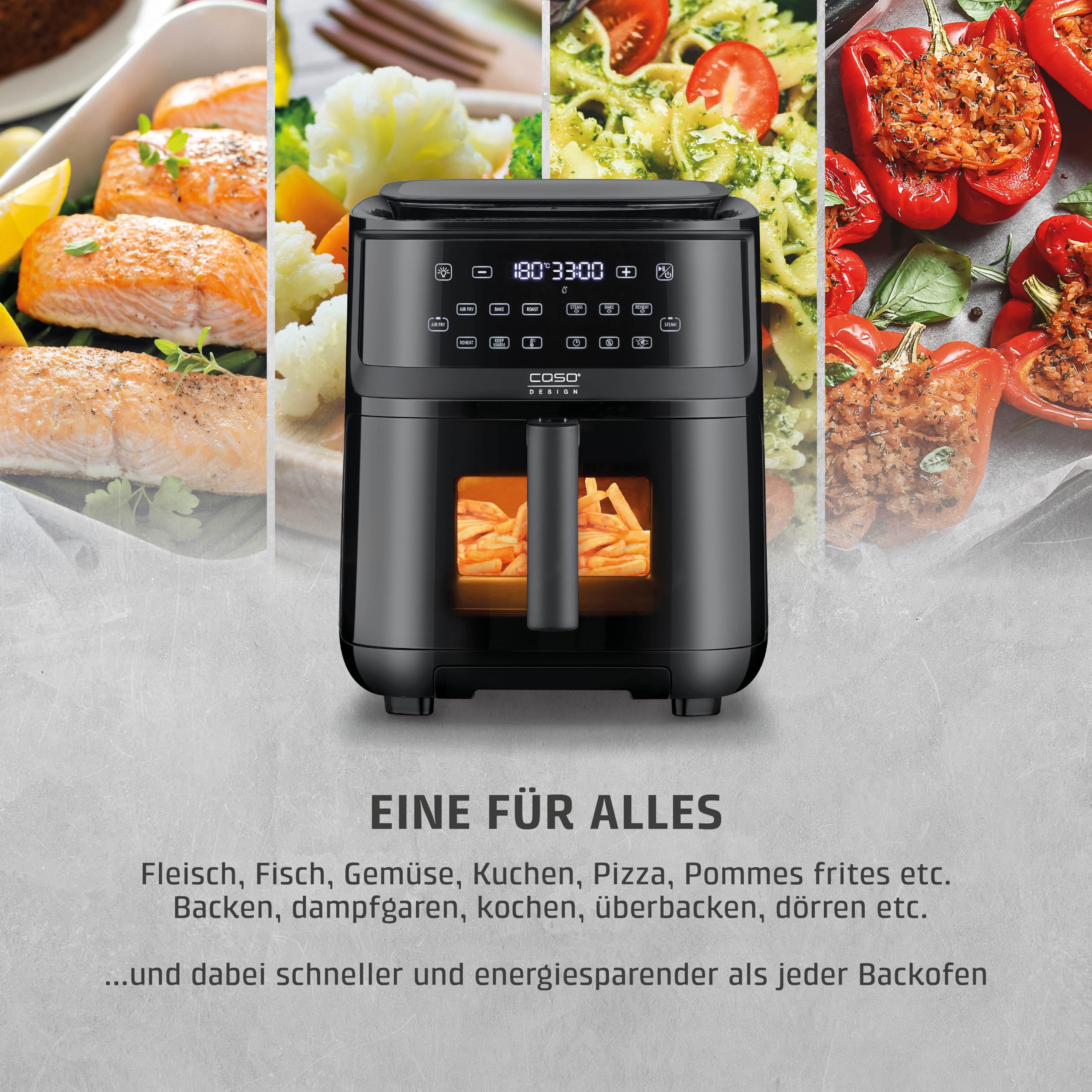 CASO AirFry Steam 700 Frytkownica Beztłuszczowa Parowar 7L Czarna — miniatura 3