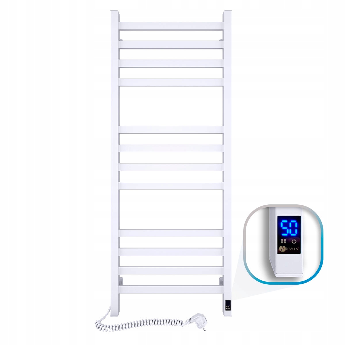 Elektrický kúpeľňový radiátor Biely Avangard Sensor 480х1200 ľavý