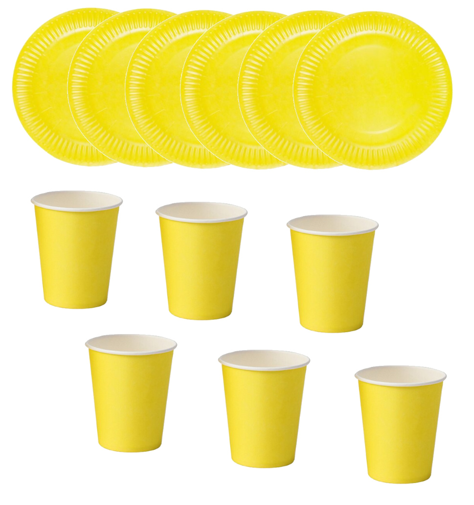 

Zestaw urodzinowy kubki talerzyki żółte urodziny