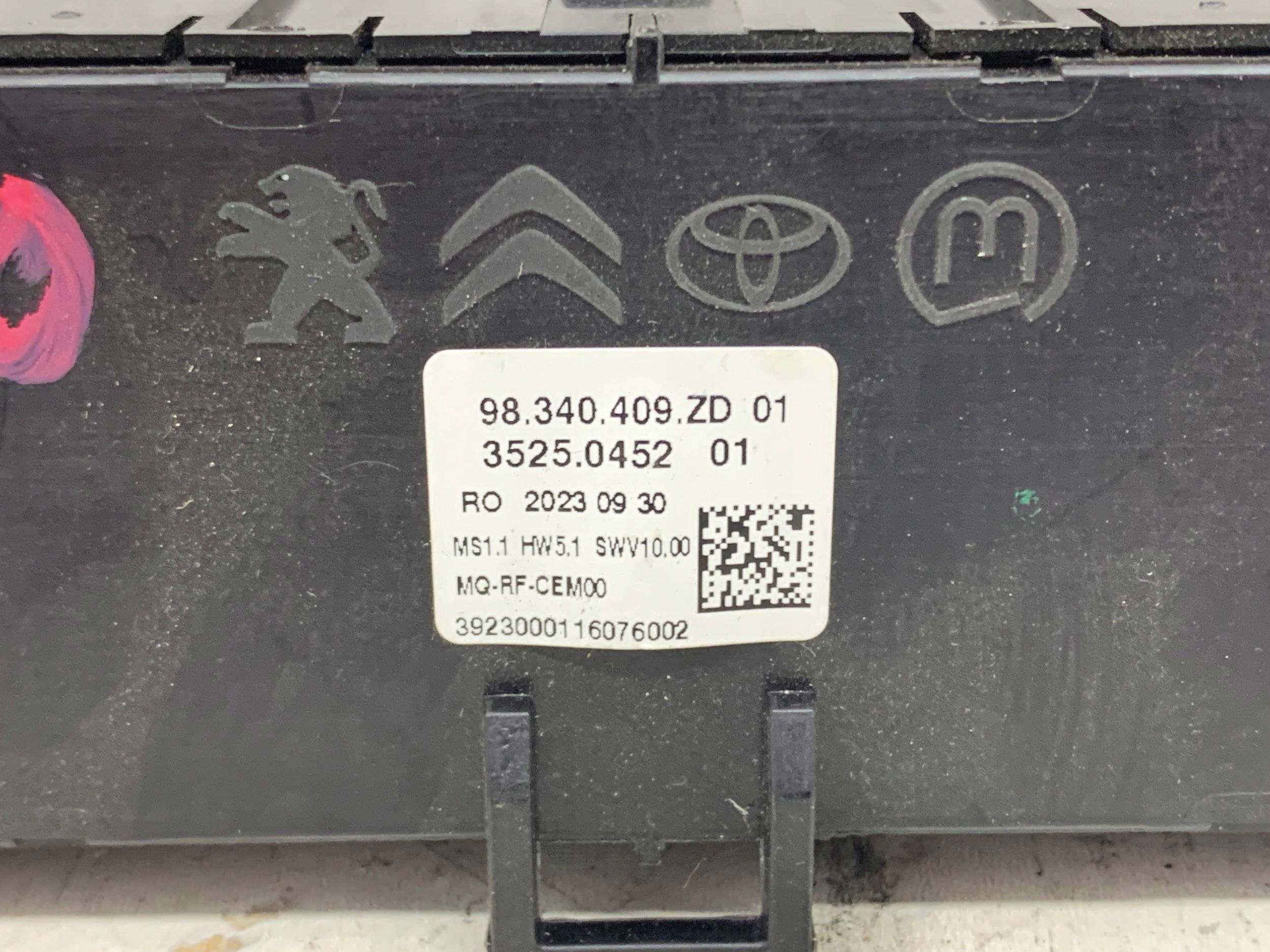 PANEL Bedienteil des lüfters klimaanlage 98340409ZD OPEL VIVARO C(2019-)PROACE