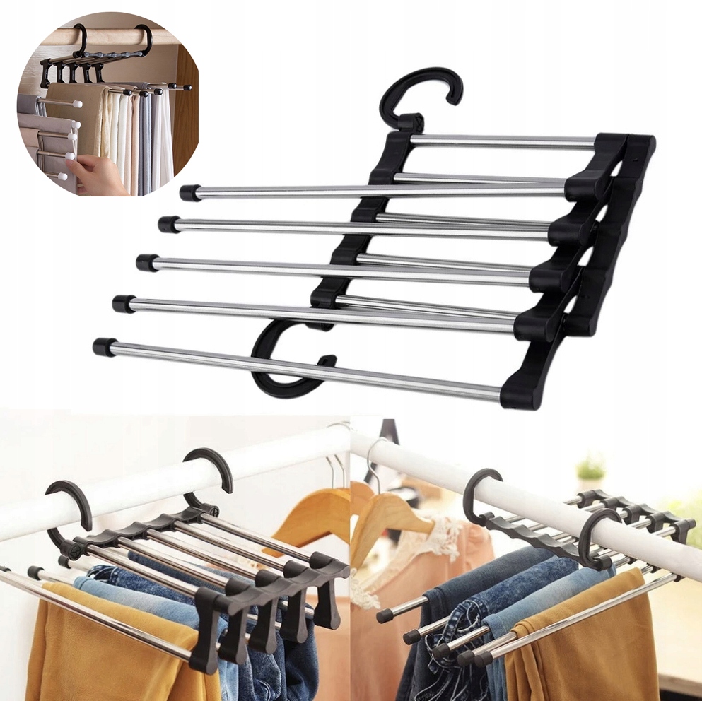 TELESKOPOWY WYSUWANY WIESZAK NA SPODNIE DO SZAFY