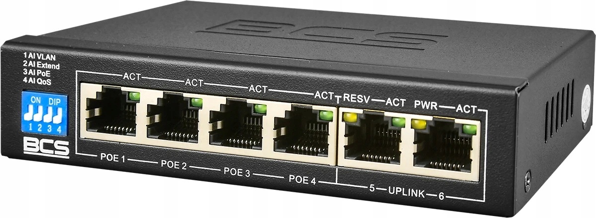 

Switch PoE BCS-B-SP0402 dla 4 kamer Ip