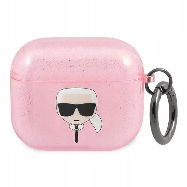 Etui Karl Lagerfeld Glitter Karl's Head na AirPods 3 różowe Karl