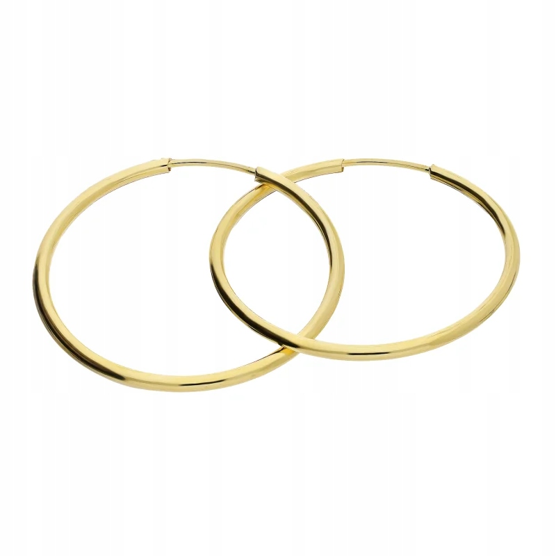 Dámské zlaté náušnice 585, stylové kruhy 25 mm, perfektní dárek 0,79