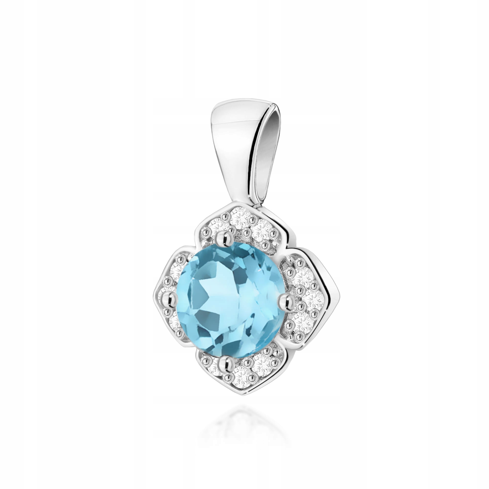 Přívěsek z bílého zlata 585 topaz swiss přírodní 0,50 ct květ brilianty