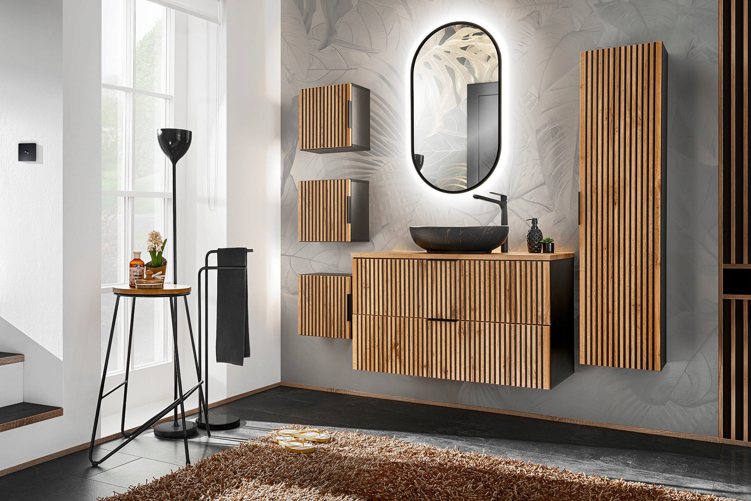 Zestaw 100 cm Xilo Black z umywalką MONA-MB12