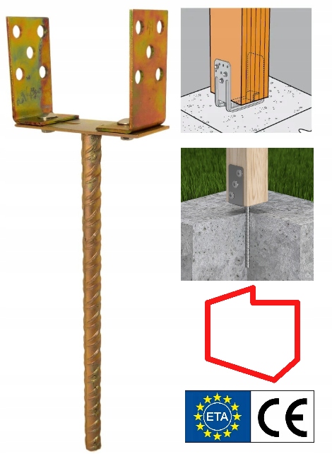 PODSTAWA SŁUPKA KOTWA REGULOWANA SP15 OCYNK 0-140 pręt 50cm. EXTRA JAKOŚĆ