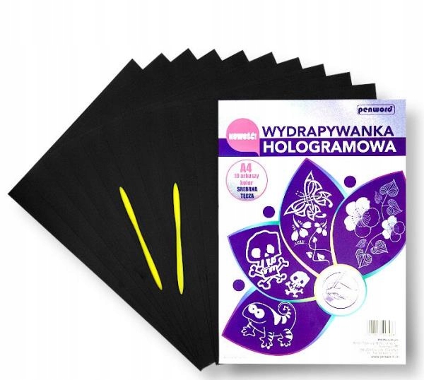 wydrapywanka hologramowa  A4 a'10 SREBRNA + 2 rylce — 2