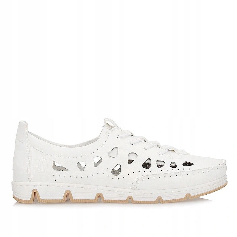 Bílé ažurové dámské polobotky Rieker 49956-80