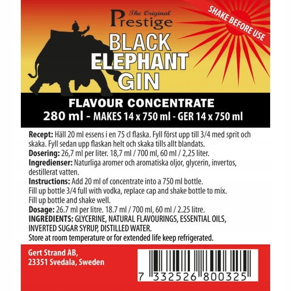 Levně Esence Black Label elephant Gin Prestige 280 ml