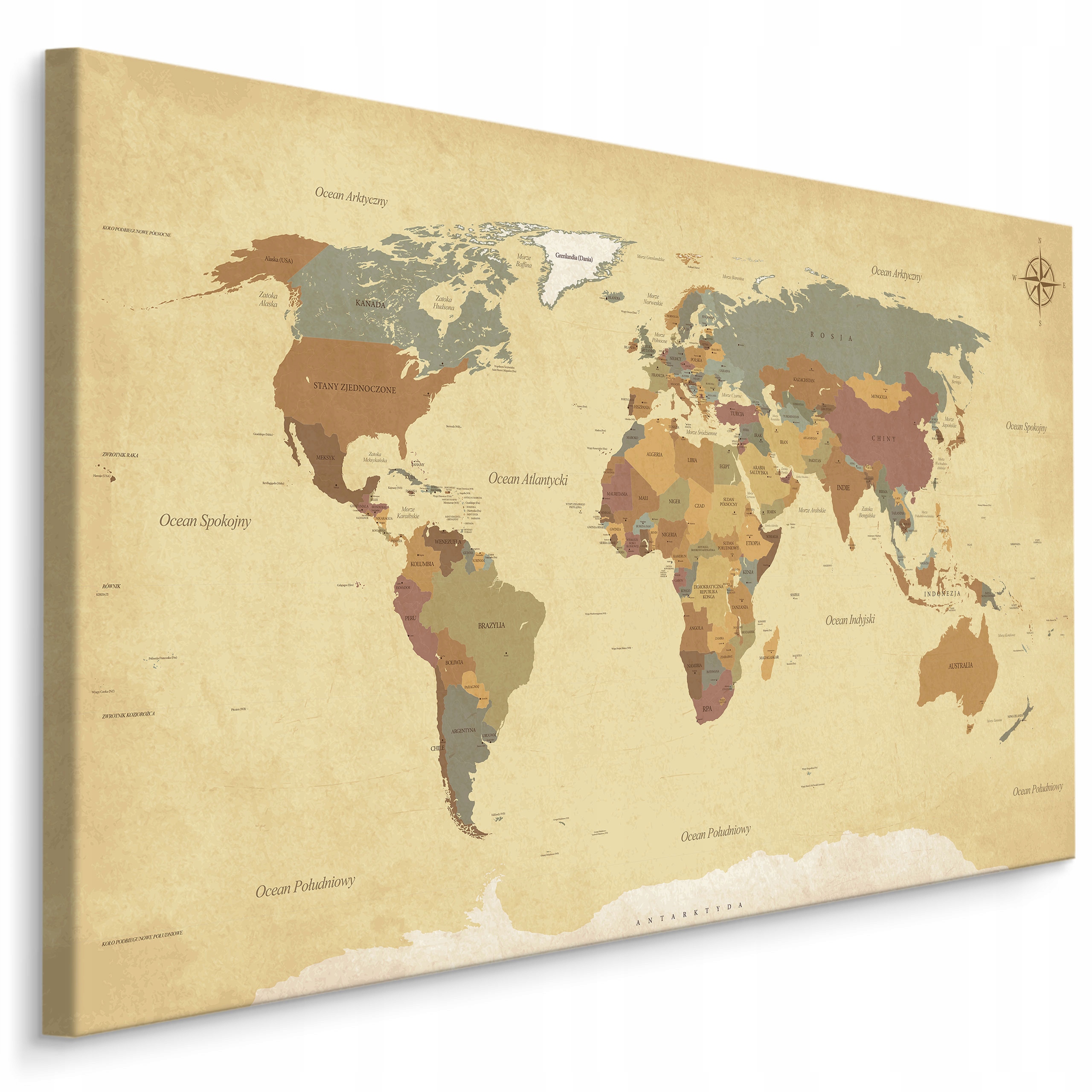 

Obraz Mapa Świata Po Polsku Vintage Retro 120x80