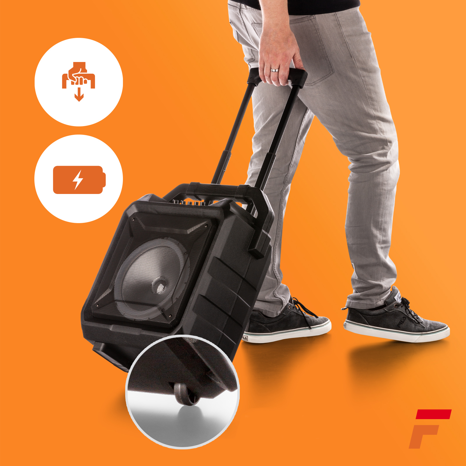 Kolumna imprezowa LED 8''120W BT USB bateria MIC Konstrukcja dwudrożne