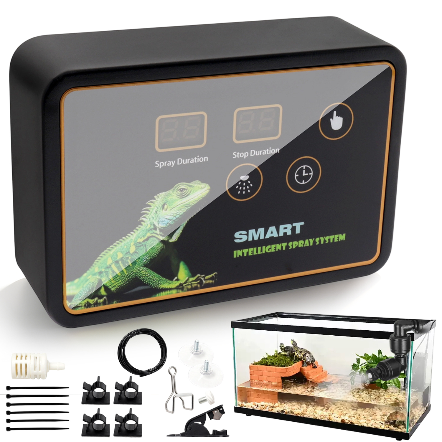 Levně Inteligentní Zvlhčovač Vzduchu S 2 Nastavitelnými Tryskami O 360 Stupňů Pro Plazy A Obojživelníky