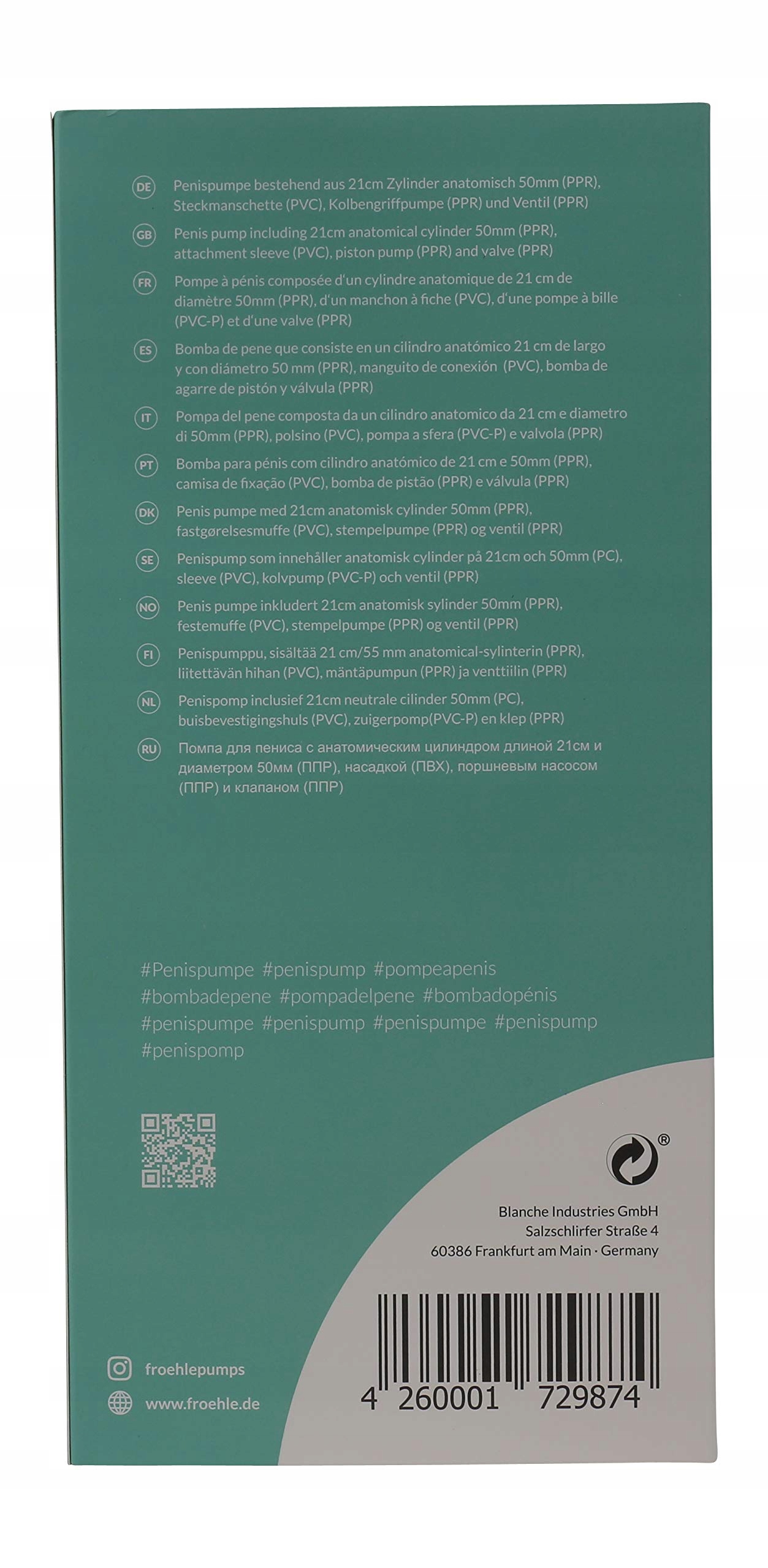 FRÖHLE Anatomiczna Pompka Do Penisa Slim-Fit Dla Profesjonalistów — miniatura 6