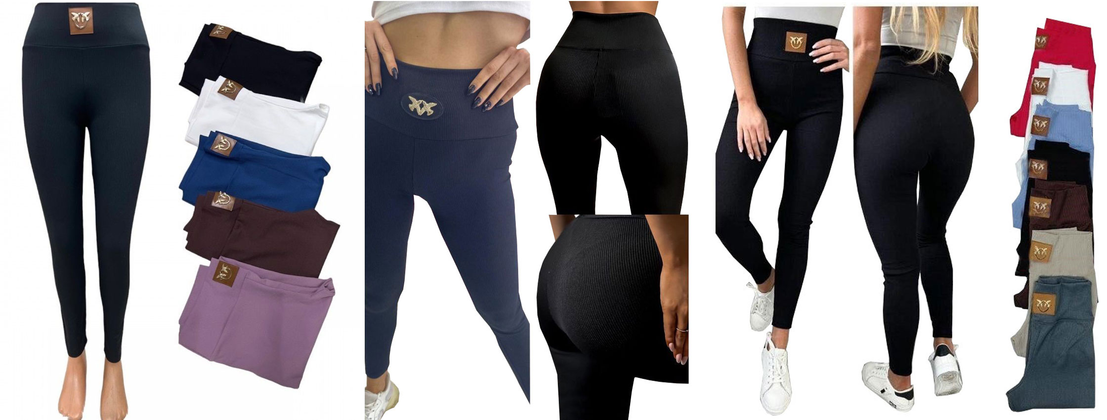 LEGGINSY ZŁOTE JASKÓŁKI PRĄŻKOWANE GETRY PTASZKI FITNESS PIMKO PRĄŻEK S