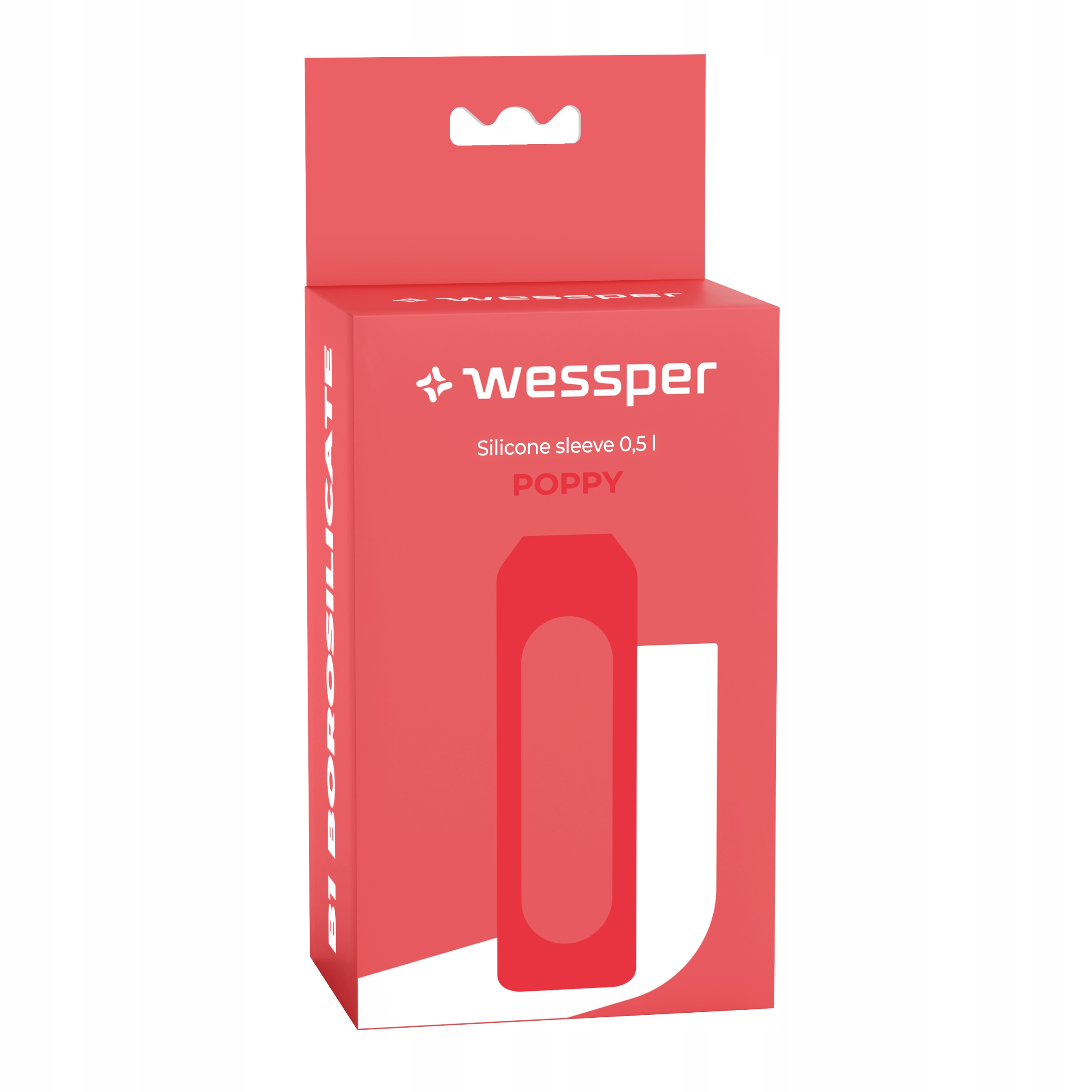 Etui silikonowe do butelki szklanej Wessper B1 Borosilicate 0,5 Poppy
